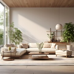 living room interior, beige