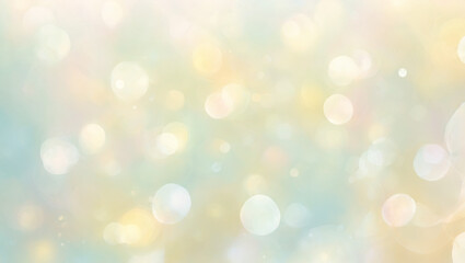 Fototapeta premium A mesmerizing and dreamy blend of soft ethereal blur, set against a backdrop of light yellow, adorned with whimsical bubbles, a delicate watercolor effect, and subtle bokeh elements.