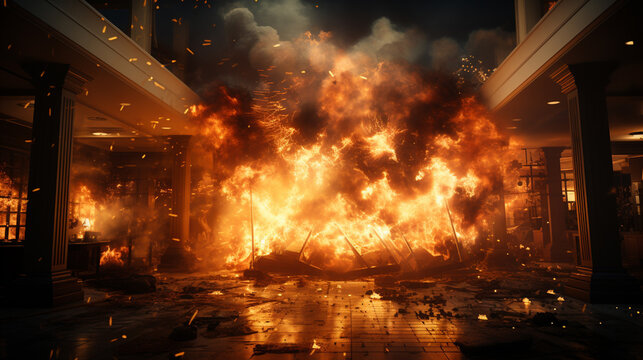 Fire in building.