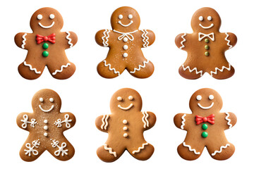 Christmas Gingerbread Man top view with transparent background, smooth blur edge, Generative AI