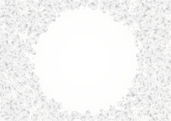 White Sakura Vector Light Background. Pastel Blur