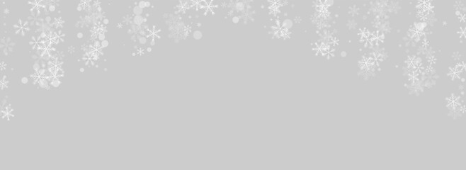 Golg Snowfall Vector Panoramic Grey Background.