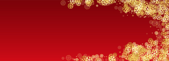 Gray Snowflake Vector Panoramic Red Background.