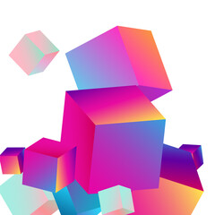 Rainbow Brick Vector White Background. Iridescent