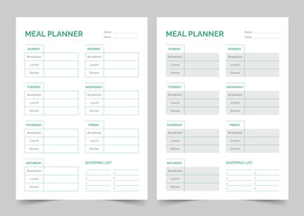 Meal Planners Template, Modern Planner Template Set, Vector Planner - obrazy, fototapety, plakaty