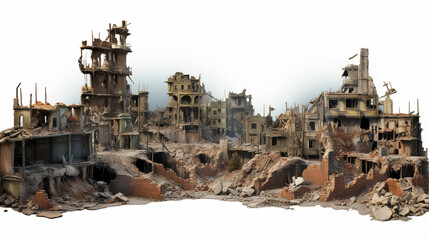City destroyed by war, creativity and design. Generative Ai - obrazy, fototapety, plakaty