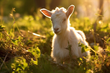 Rural farming summer goat sun animals mammal landscape domestic cute green grass baby