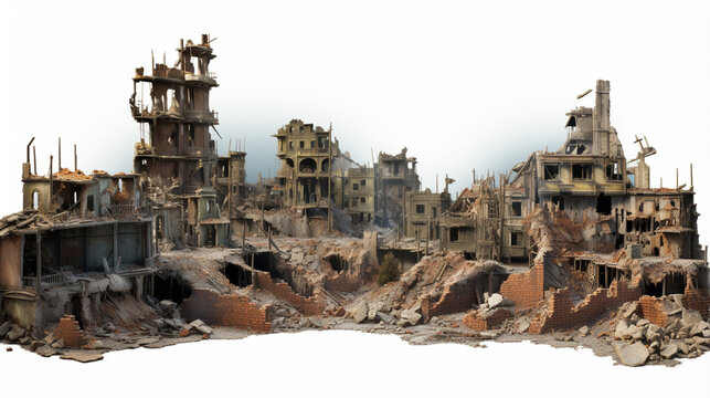 City destroyed by war, creativity and design. Generative Ai