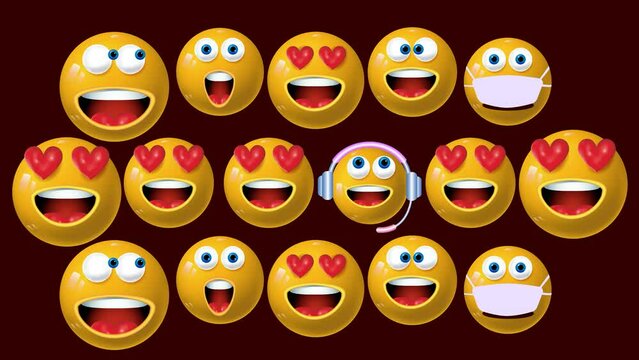 Cute, yellow funny icon, smiling face.
Self-expression and emotions in various situations.
Animation, a place waiting for copying.
