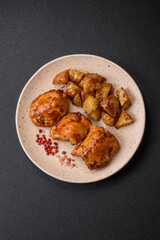 Delicious fresh chicken kebab with salt, spices and herbs