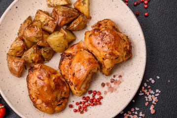 Delicious fresh chicken kebab with salt, spices and herbs