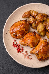 Delicious fresh chicken kebab with salt, spices and herbs