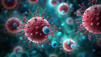 Medical illustration of viruses microscopic view 3d graphics style