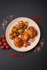 Delicious fresh chicken kebab with salt, spices and herbs