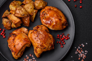 Delicious fresh chicken kebab with salt, spices and herbs