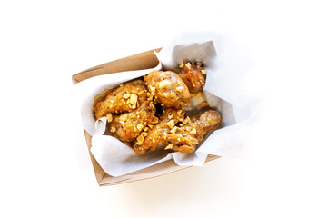 Grilled spicy chicken legs in packs for delivery