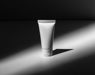 Cream tube mockup, cosmetic product mock up in light beam