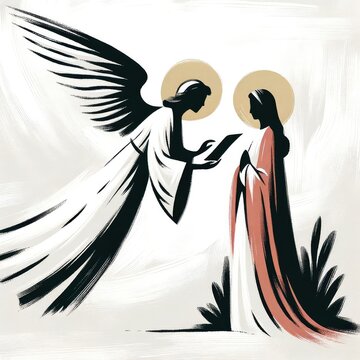 Annunciation to the Blessed Virgin Mary. Vector illustration.