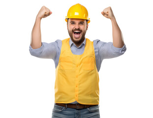 Happy builder, construction worker, architect or engineer, cut out