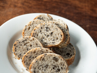 sliced black sesame bread loaf