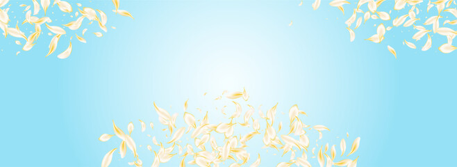 Yellow Floral Falling Vector Panoramic Blue