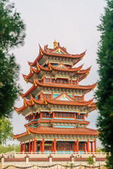 Fototapeta premium Architectural scenery of Dinghui Temple in Qihe, Shandong, China