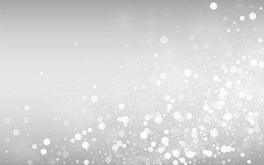 White Snowfall Vector Silver Background. Sky
