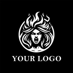 Angry devil woman illustration vector