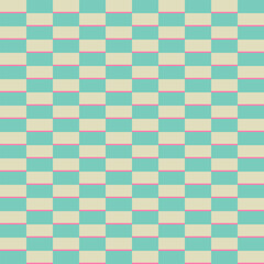 Fototapeta premium Checkerboard geometric vintage seamless pattern background Groovy abstract design Retro style for textile paper Fashion print for clothes apparel greeting invitation card banner poster flyer cover ad