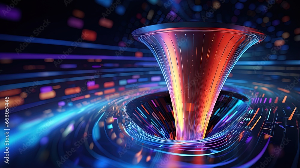 Poster 5g technology wireless data transmission, high-speed internet. information flow in abstract cyberspa