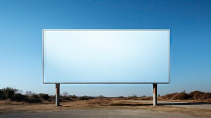 Obraz premium Two pole outdoor billboard with blue sky background