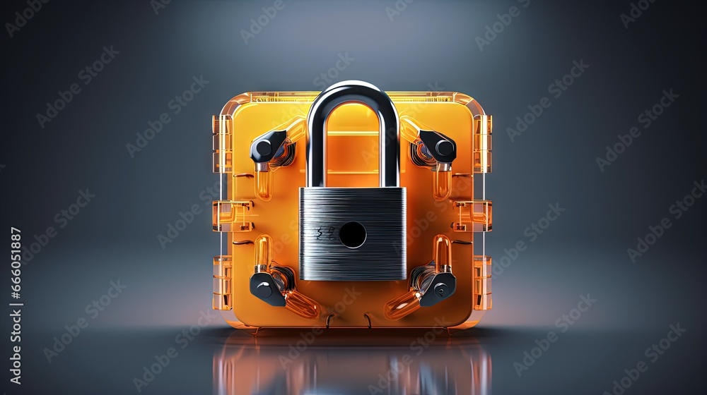 Aufkleber network and data protection concept with padlock and switch