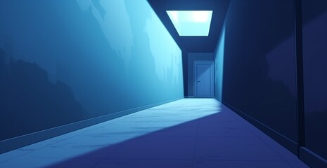 Cool tone hallway in anime style. Generative Ai