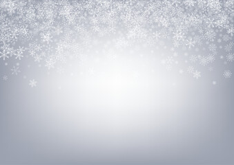 Silver Snowflake Vector Gray Background. Fantasy