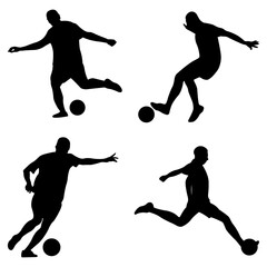 A set of vector set of football, soccer players silhouette.