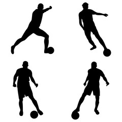 A set of vector set of football, soccer players silhouette.