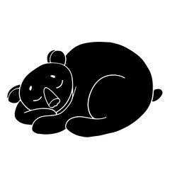 Silhouette of a forest animal, a small bear. Vector graphics.