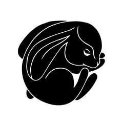Silhouette of a forest animal, a small bunny, a rabbit. Vector graphics.