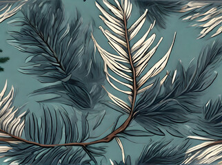Painted fir branch with volumetric duotone background.