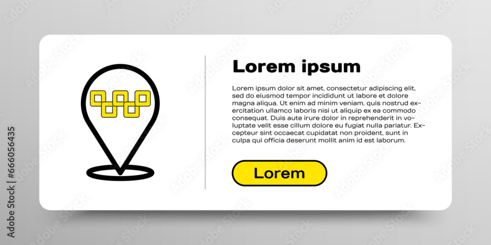 Poster line map pointer with taxi icon isolated on white background. location symbol. colorful outline conc