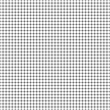 Metallic perforated mesh with square holes. Crossed parallel black lines on a white background. Geometric checkered texture. Seamless repeating pattern. Vector illustration. 
