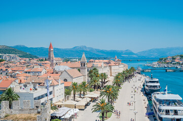 Top view of promenade in Trogir, Croatia - obrazy, fototapety, plakaty