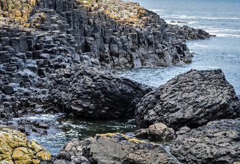Giant's Causeway, an area of about 40,000 interlocking basalt columns in Northern Ireland - 666059445