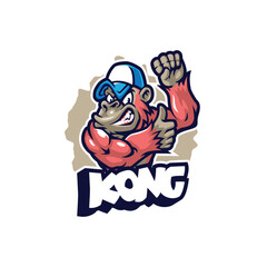 Kong mascot logo design with modern illustration concept style for badge, emblem and t shirt printing. Angry gorilla illustration.