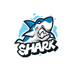 Shark mascot logo design with modern illustration concept style for badge, emblem and t shirt printing. Angry shark illustration.