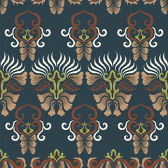 abstract plant art craft seamless pattern