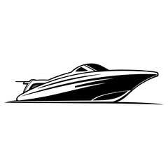 Hand Drawn Icon Illustration of Speed Boat. SVG Vector