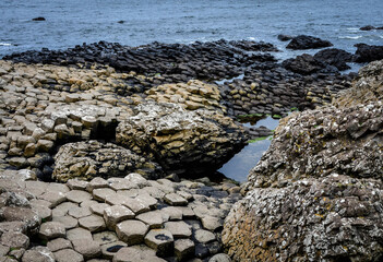 Giant's Causeway, an area of about 40,000 interlocking basalt columns in Northern Ireland - 666061474