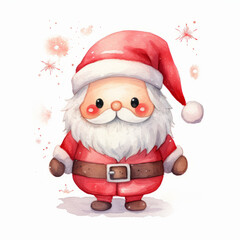 Cute Santa Claus, water color style on white background

