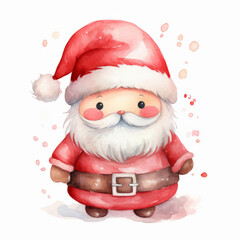 Cute Santa Claus, water color style on white background
